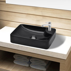 Lavandino Bagno in Ceramica Nera con Foro per Rubinetto cod mxl 51198