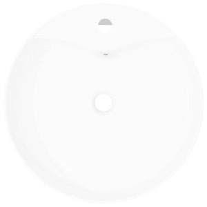 Lavandino bagno in Ceramica bianca rotondo con Foro di trabocco cod mxl 52122
