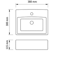 Lavandino Bagno in Ceramica Nera Quadrato con Foro per Rubinetto