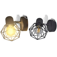 Set 2 Applique con Rete in Stile Industriale Nero Lampadina LED 242265