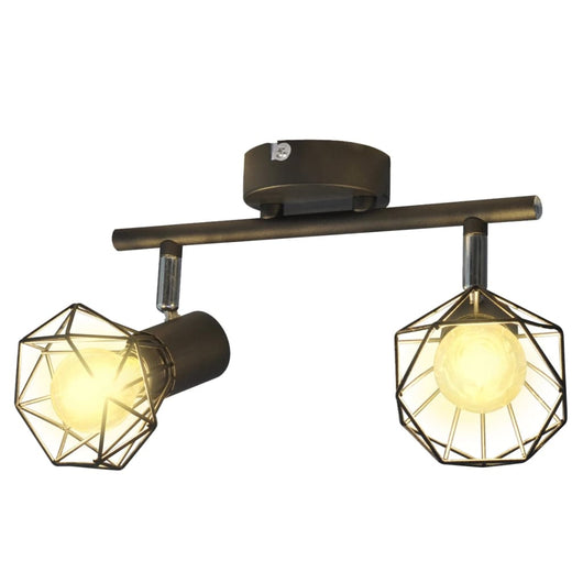 Faretto Industriale Nero con 2 Lampadine a Incandescenza a LED cod mxl 77699