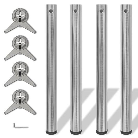 Set Gambe Tavolo 4 pz in Nickel Spazzolato Regolabili 710 mm cod mxl 78621