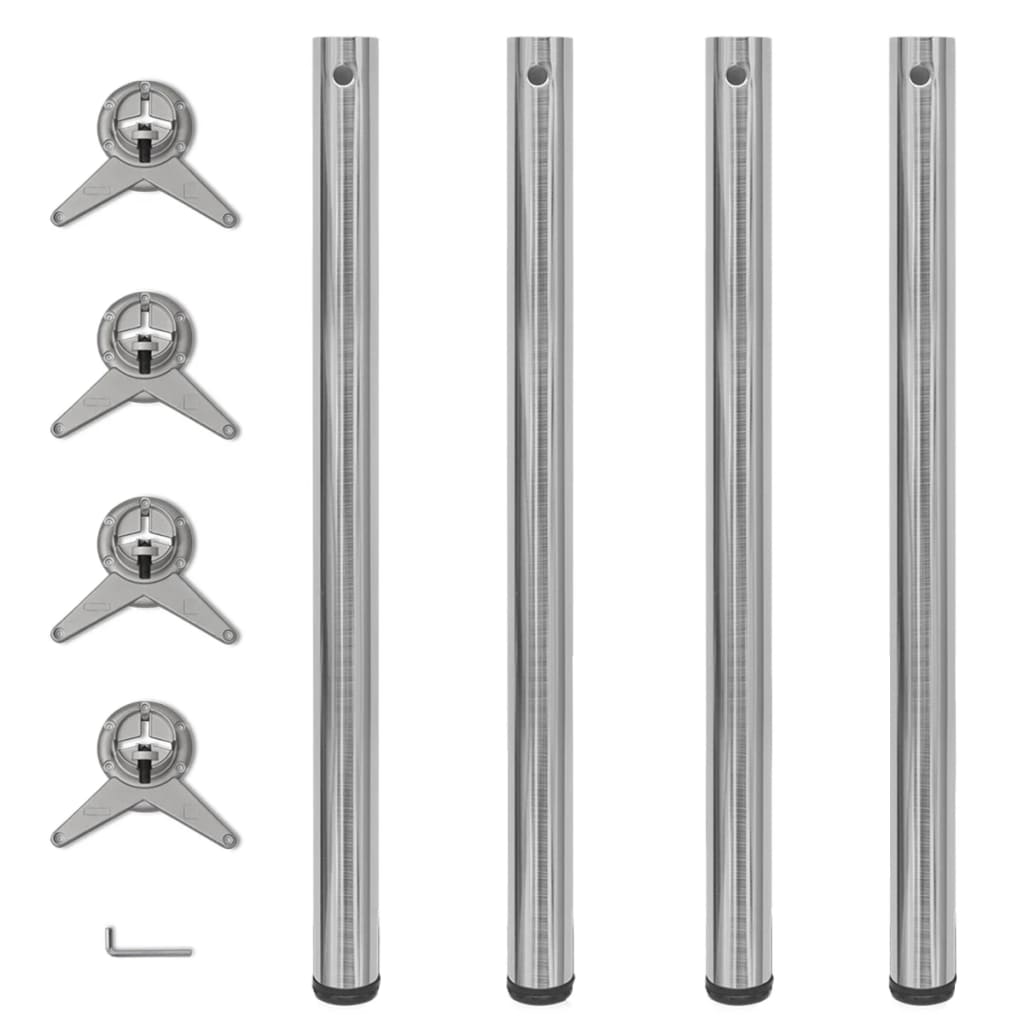 Set Gambe Tavolo 4 pz in Nickel Spazzolato Regolabili 870 mm 242137