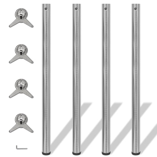 Set Gambe Tavolo 4 pz in Nickel Spazzolato Regolabili 1100 mm cod mxl 71028