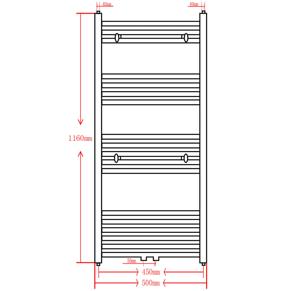 Radiatore Scaldasalviette Centrale Grigio Curvo 500x1160 mm cod mxl 76843