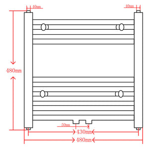 Radiatore Centrale Portasciugamano Dritto Nero 480 x 480 mm 141904