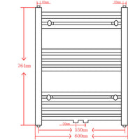 Radiatore Centrale Portasciugamano Dritto Nero 600 x 764 mm 141906