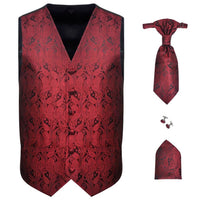 Set Gilet da Nozze da Uomo Paisley Elegante Taglia 54 Borgogna 130846