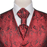 Set Gilet da Nozze da Uomo Paisley Elegante Taglia 54 Borgogna 130846