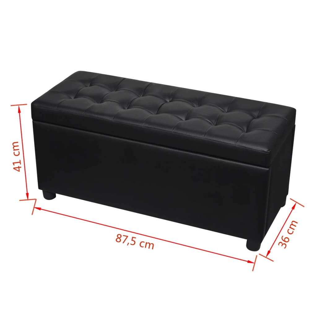 Sgabello con Contenitore in Pelle Artificiale Nero cod mxl 52627