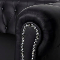 Divano Chesterfield a 2 Posti in Pelle Artificiale Nero  cod mxl 13805