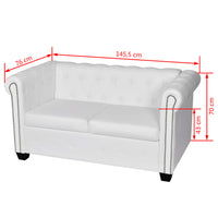 Divano Chesterfield a 2 Posti in Pelle Artificiale Bianco  cod mxl 18553