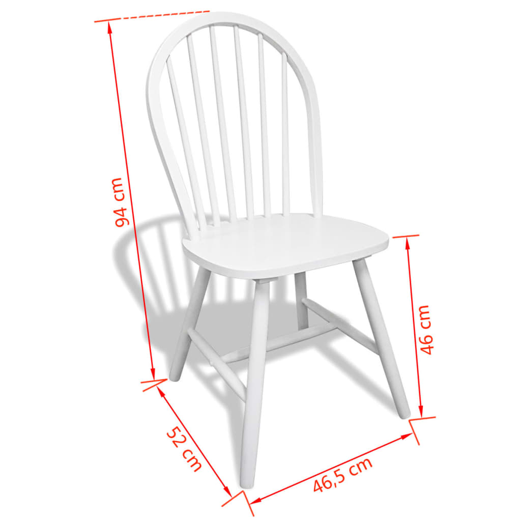 Sedie da Pranzo 6 pz Bianche Legno Massello di Hevea e Velluto 272090