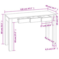 Tavolo Consolle con 3 Cassetti 80 cm Legno Massello di Sheesham 242441