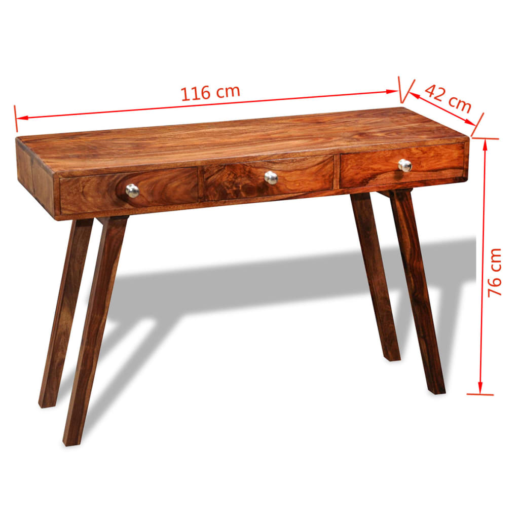 Tavolo Consolle con 3 Cassetti 76 cm Legno Massello di Sheesham 242463