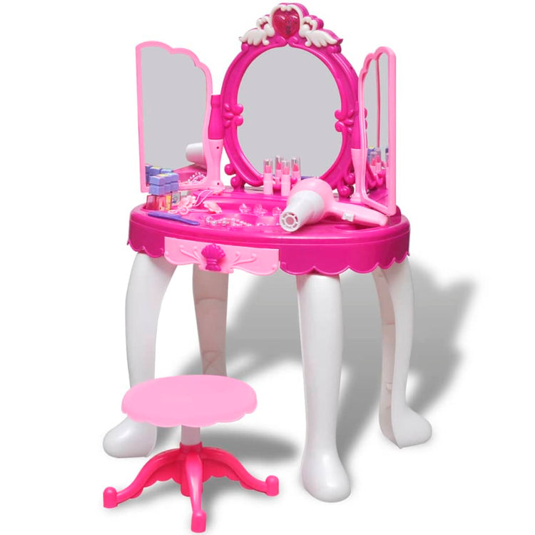 Gioco per Bambini Tavolo Cosmetica 3 Specchi con Luci/Suoni