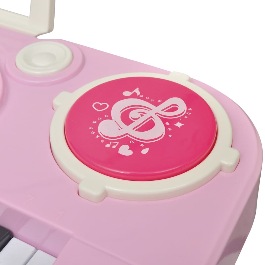 Gioco Bambini Tastiera con Sgabello/Microfono 37 Tasti Rosa