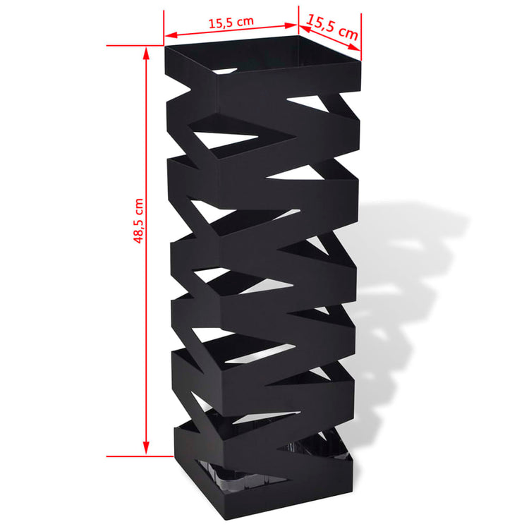 Portaombrelli Bastoni Passeggio Quadrato Acciaio 48,5 cm Nero