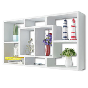 Espositore da Parete Galleggiante 8 Scomparti Bianco cod mxl 33639