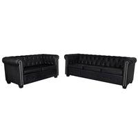 Divani Chesterfield a 2 Posti e a 3 Posti in Similpelle Nero 272249