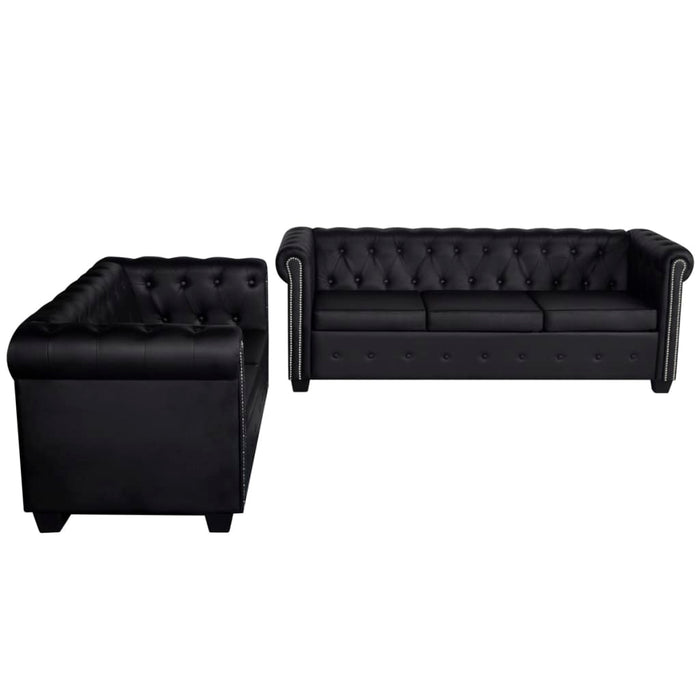 Divani Chesterfield a 2 Posti e a 3 Posti in Similpelle Nero 272249