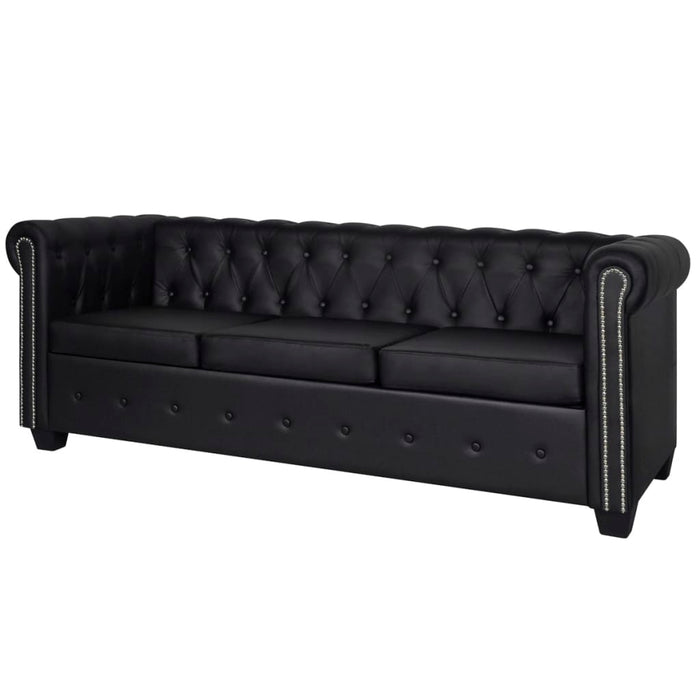 Divani Chesterfield a 2 Posti e a 3 Posti in Similpelle Nero 272249