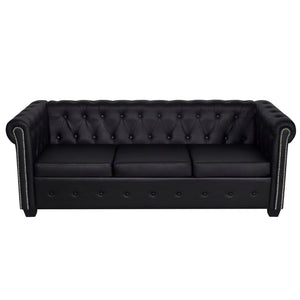 Divani Chesterfield a 2 Posti e a 3 Posti in Similpelle Nero 272249