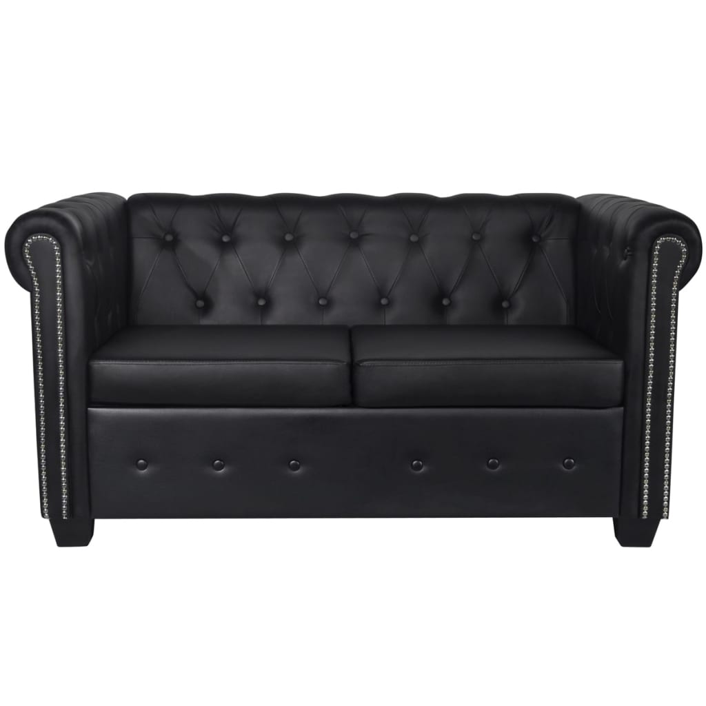 Divani Chesterfield a 2 Posti e a 3 Posti in Similpelle Nero 272249