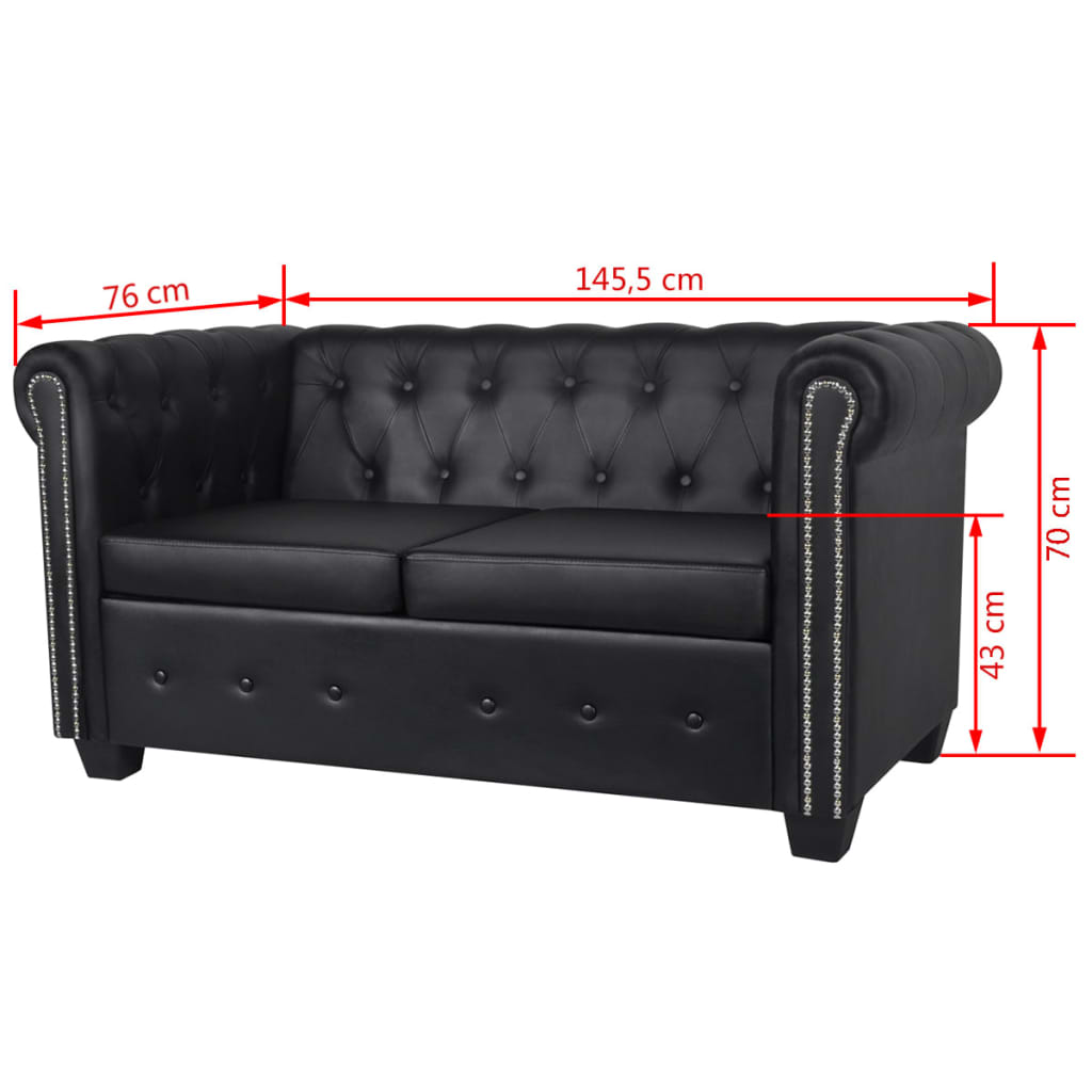 Divani Chesterfield a 2 Posti e a 3 Posti in Similpelle Nero 272249