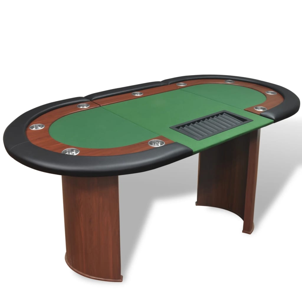 Tavolo Poker 10 Giocatori Postazione Dealer Vassoio Chip Verde  cod mxl 72501