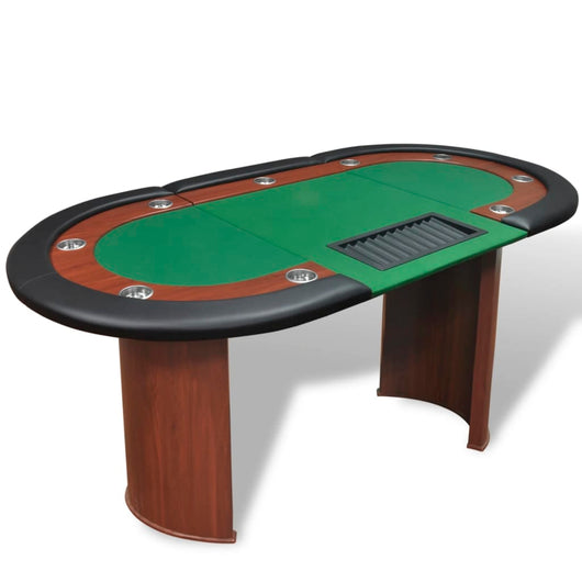 Tavolo Poker 10 Giocatori Postazione Dealer Vassoio Chip Verde  cod mxl 72501