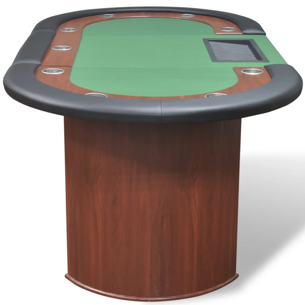 Tavolo Poker 10 Giocatori Postazione Dealer Vassoio Chip Verde  cod mxl 72501