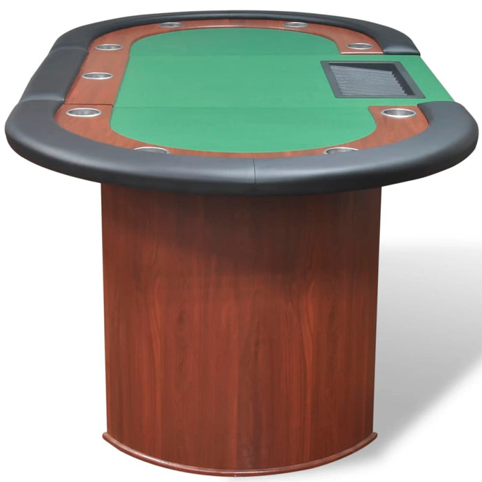 Tavolo Poker 10 Giocatori Postazione Dealer Vassoio Chip Verde  cod mxl 72501