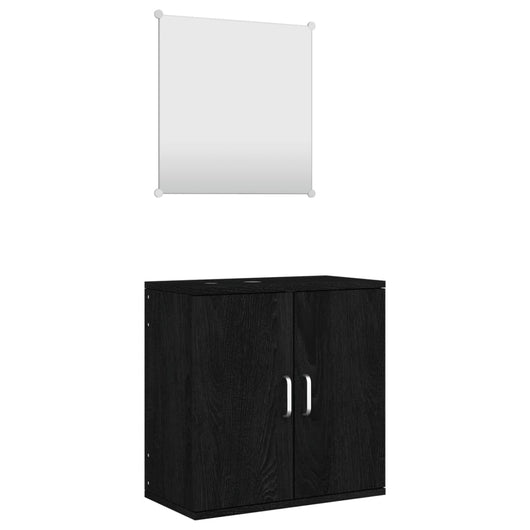 Set Mobili da Bagno 2 pz Nero in Legno Multistrato 242559