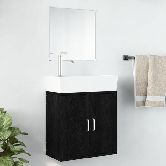 Set Mobili da Bagno 2 pz Nero in Legno Multistrato 242559