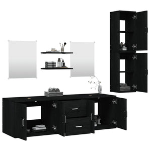   Set Mobili da Bagno 7 pz Nero in Legno Multistratocod mxl 132231