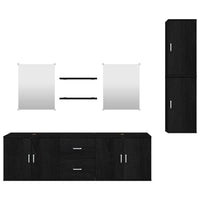 Set Mobili da Bagno 7 pz Nero in Legno Multistrato 242561