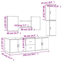 Set Mobili da Bagno 7 pz Rovere in Legno Multistrato 242562