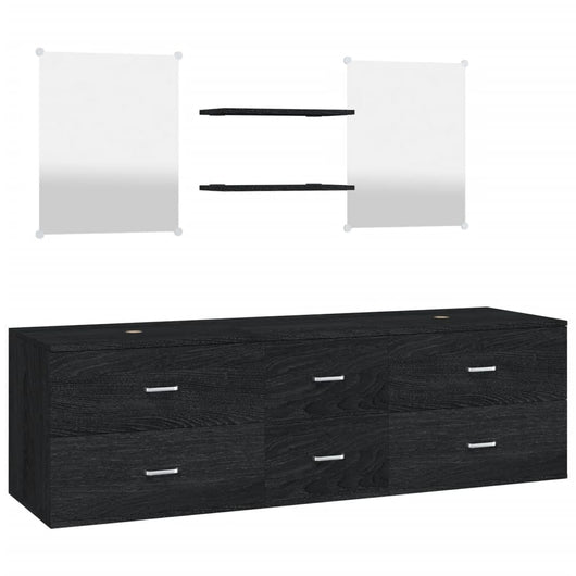 Set Mobili da Bagno 5 pz Nero in Legno Multistrato 242563