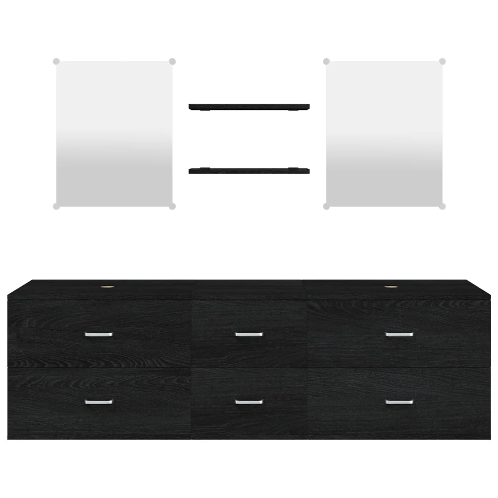 Set Mobili da Bagno 5 pz Nero in Legno Multistrato 242563