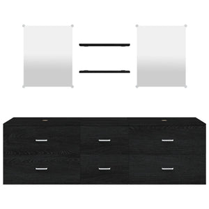 Set Mobili da Bagno 5 pz Nero in Legno Multistrato 242563