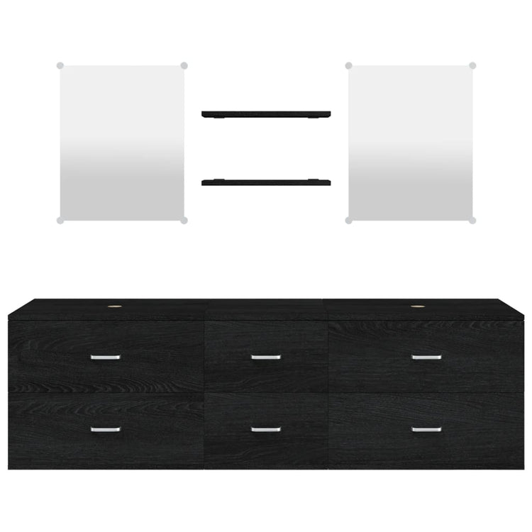 Set Mobili da Bagno 5 pz Nero in Legno Multistrato 242563