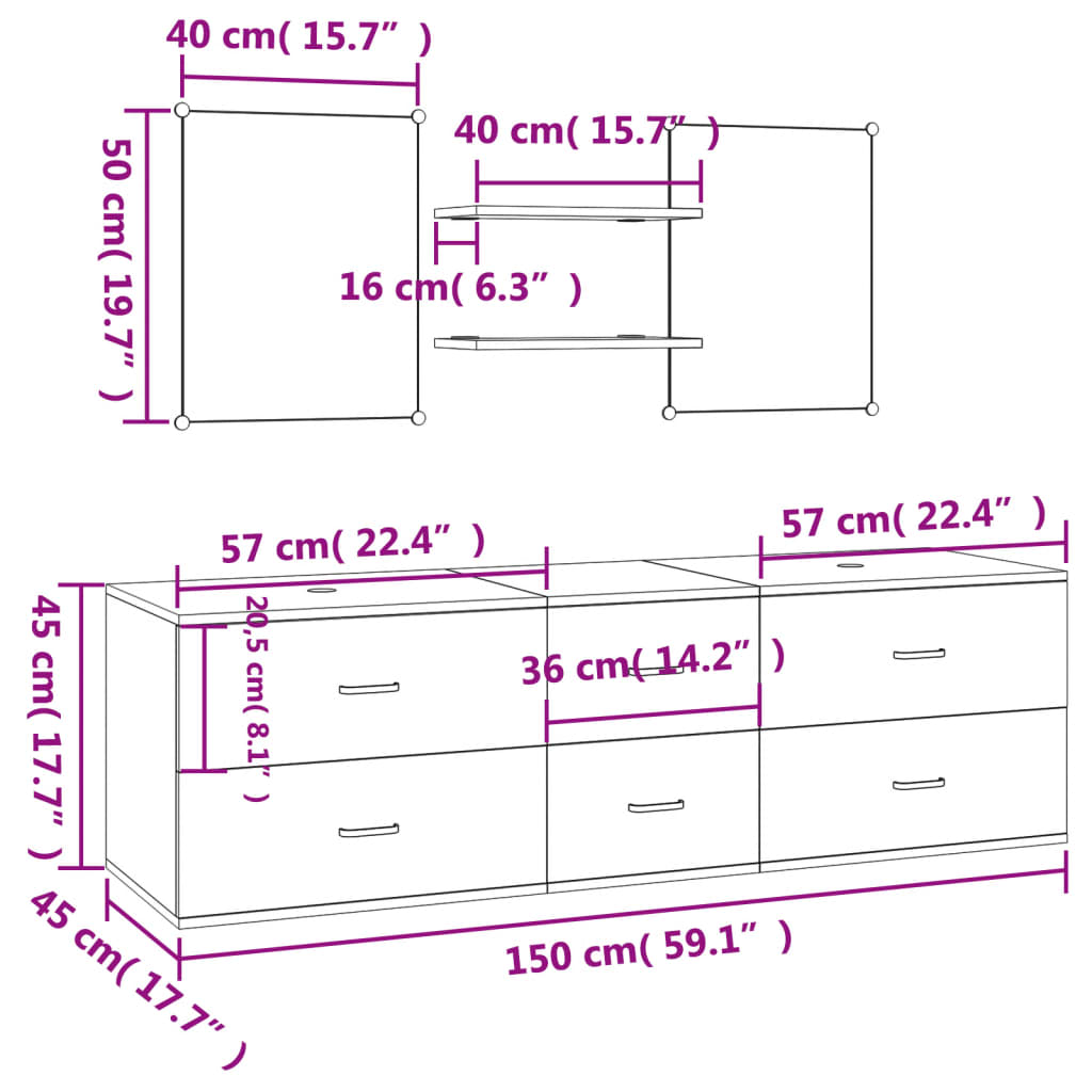 Set Mobili da Bagno 5 pz Nero in Legno Multistrato 242563