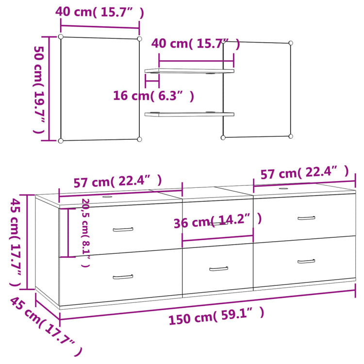 Set Mobili da Bagno 5 pz Rovere in Legno Multistrato 242564