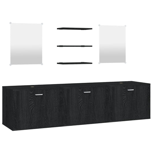   Set Mobili da Bagno 6 pz Nero in Legno Multistratocod mxl 88636