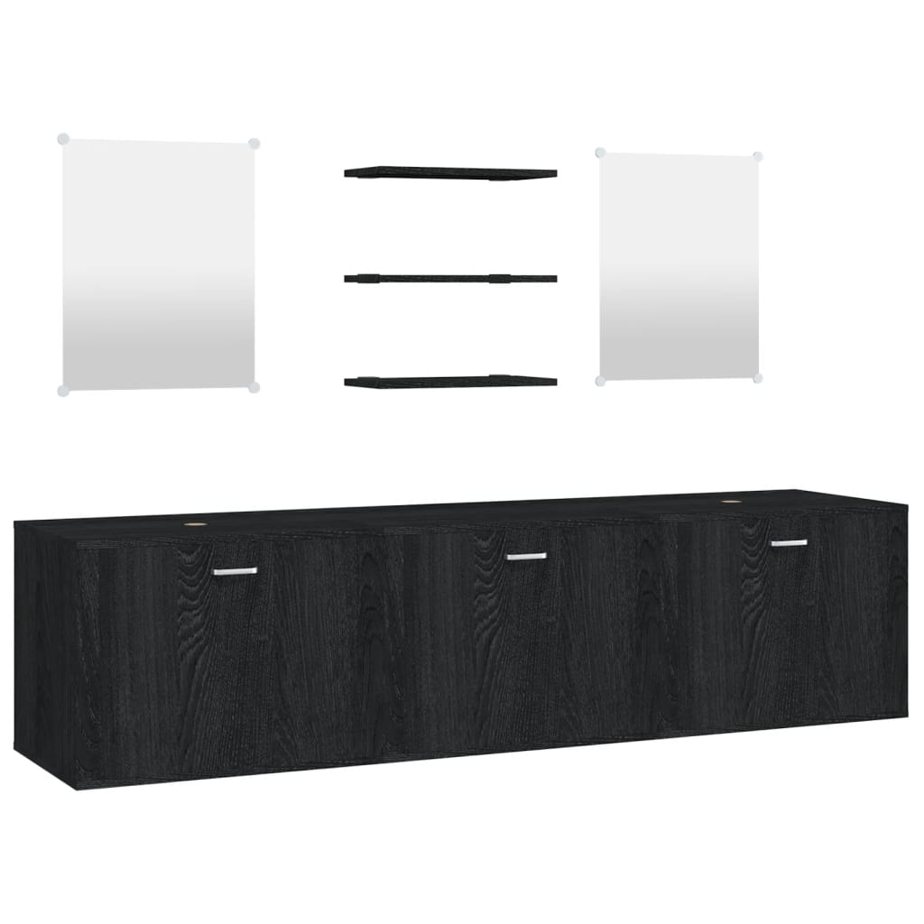 Set Mobili da Bagno 6 pz Nero in Legno Multistrato 242565