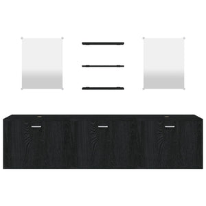 Set Mobili da Bagno 6 pz Nero in Legno Multistrato 242565