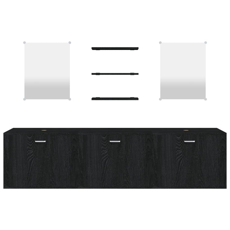 Set Mobili da Bagno 6 pz Nero in Legno Multistrato 242565