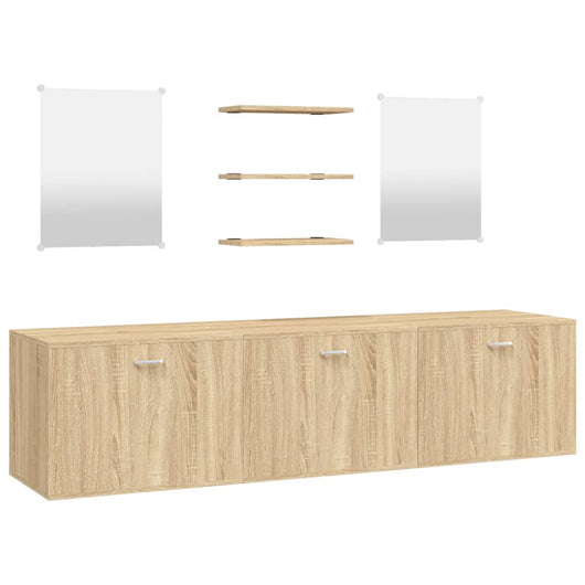 Set Mobili da Bagno 6 pz Rovere in Legno Multistrato 242566