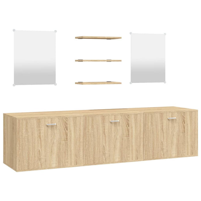 Set Mobili da Bagno 6 pz Rovere in Legno Multistrato 242566